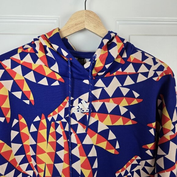 Adidas‎ Farm Rio Bold Blue Bliss Hoodie Womens Small 3 Stripe Training Cropped - Picture 6 of 15